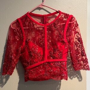 EUC red sequined top size small